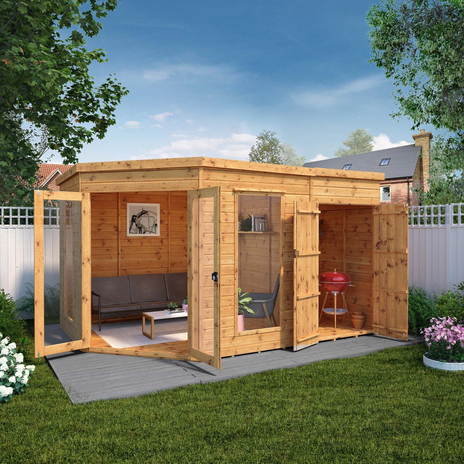 Mercia Summer House 12x8 Ft Pent Shiplap Solid Wood Summer House With Double Door 7 Mercia Summer House 12x8 Ft Pent Shiplap Solid Wood Summer House With Double Door - Image 7