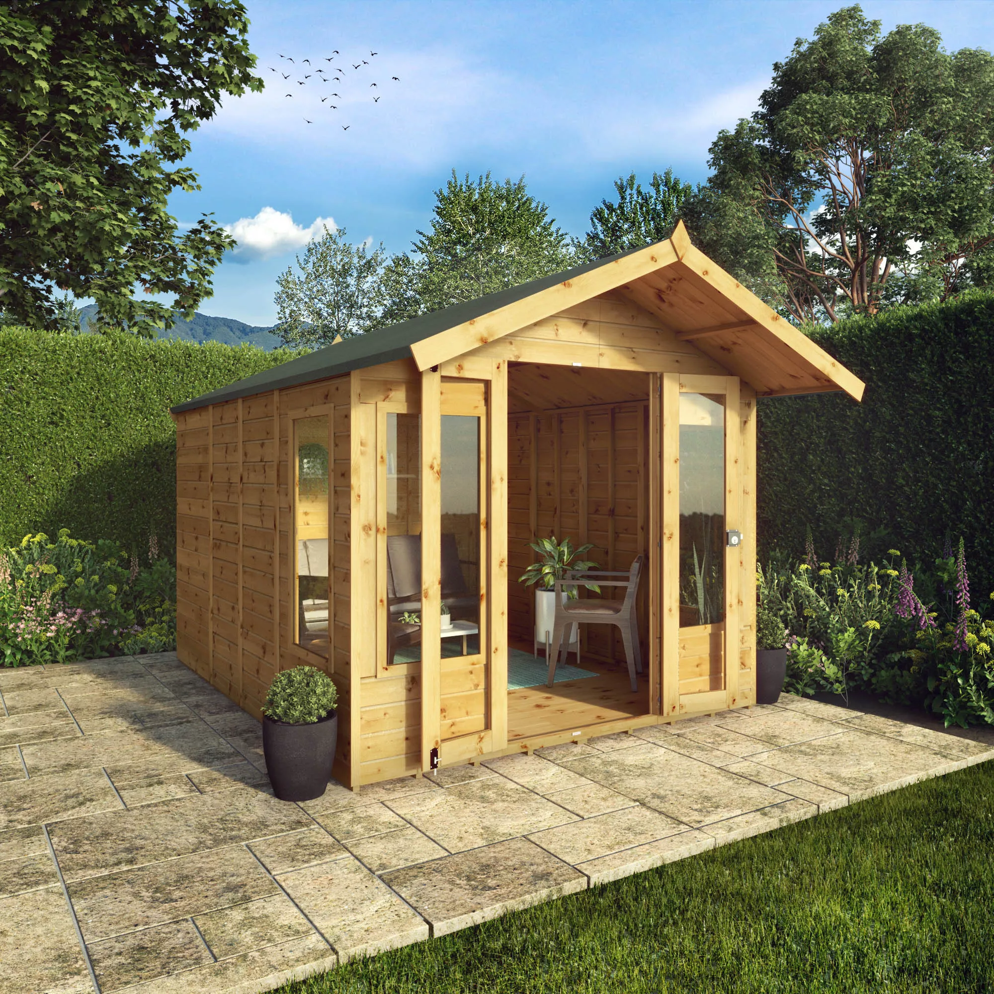 Mercia Sussex 10x8 Ft Apex Shiplap Wooden Summer House With Double Door 1 Mercia Sussex 10x8 Ft Apex Shiplap Wooden Summer House With Double Door