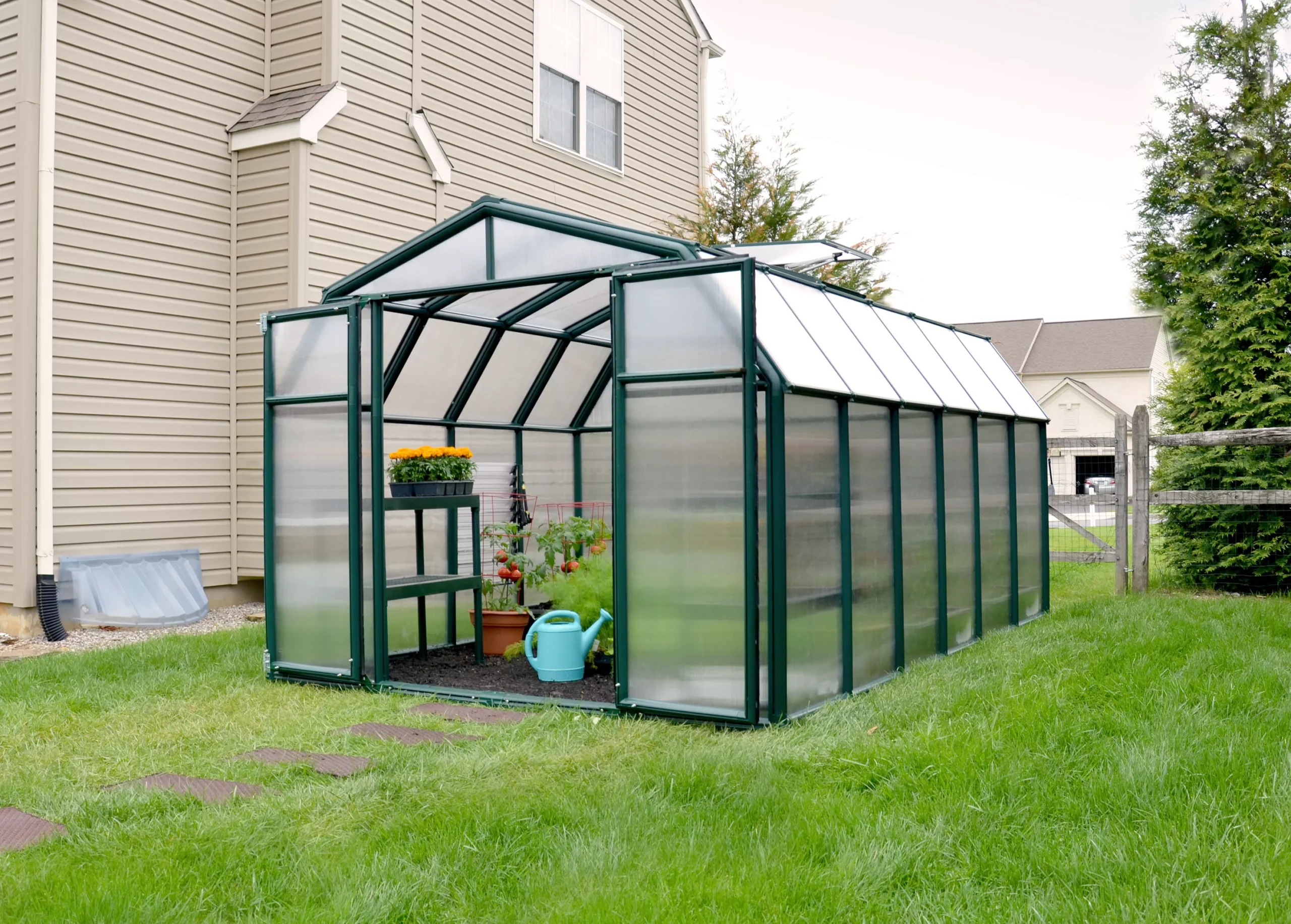 Palram - Canopia Hobby Gardner Green 8x12 Greenhouse 1 Palram - Canopia Hobby Gardner Green 8x12 Greenhouse