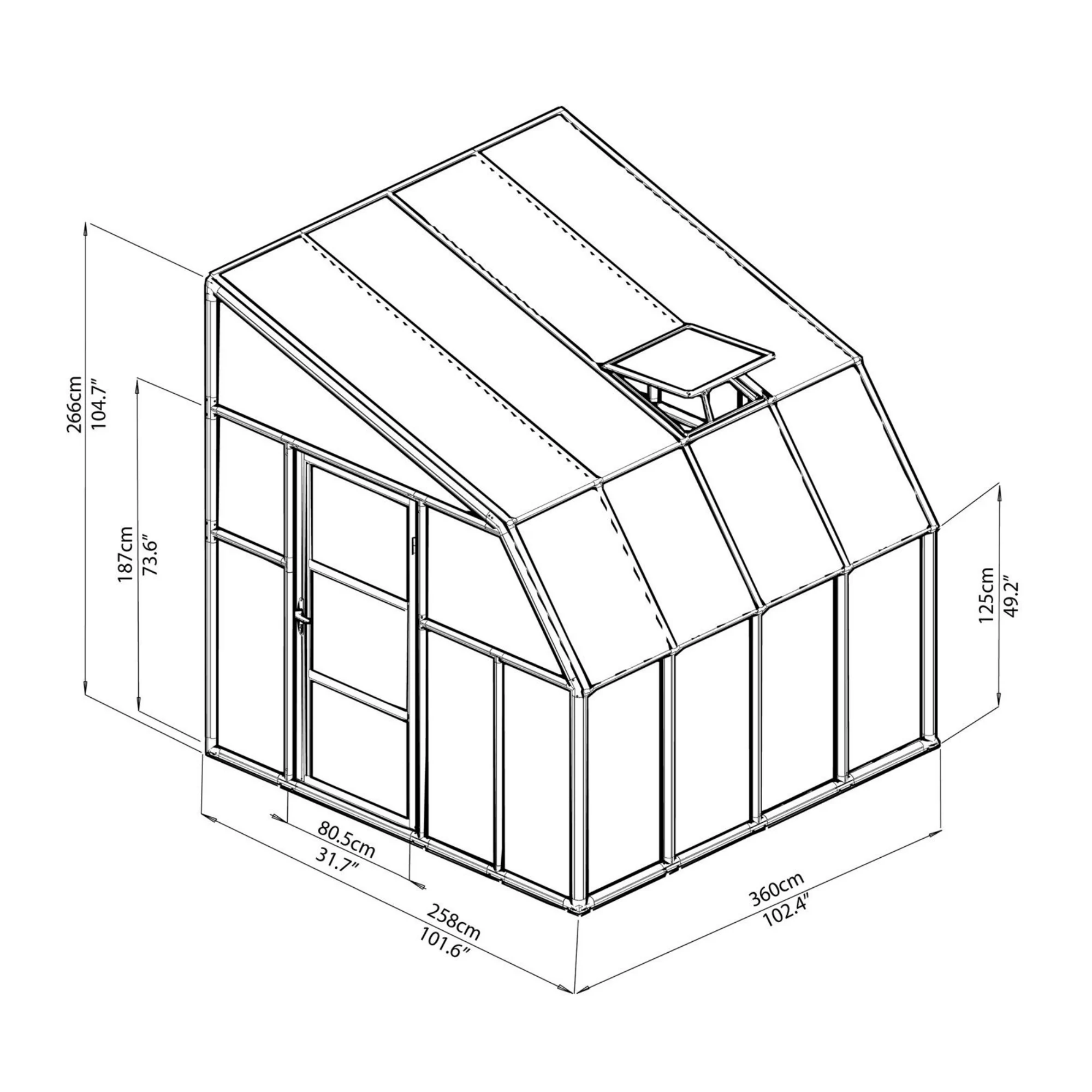 Palram - Canopia Rion 8x8 Pent Plastic Sun Room 7 Palram - Canopia Rion 8x8 Pent Plastic Sun Room - Image 7