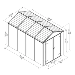 Palram - Canopia Rubicon 6x10 Apex Dark Grey Plastic Shed With Floor -Hozelock Shop palram canopia rubicon 6x10 apex dark grey plastic shed with floor7290108603415 01t BQ
