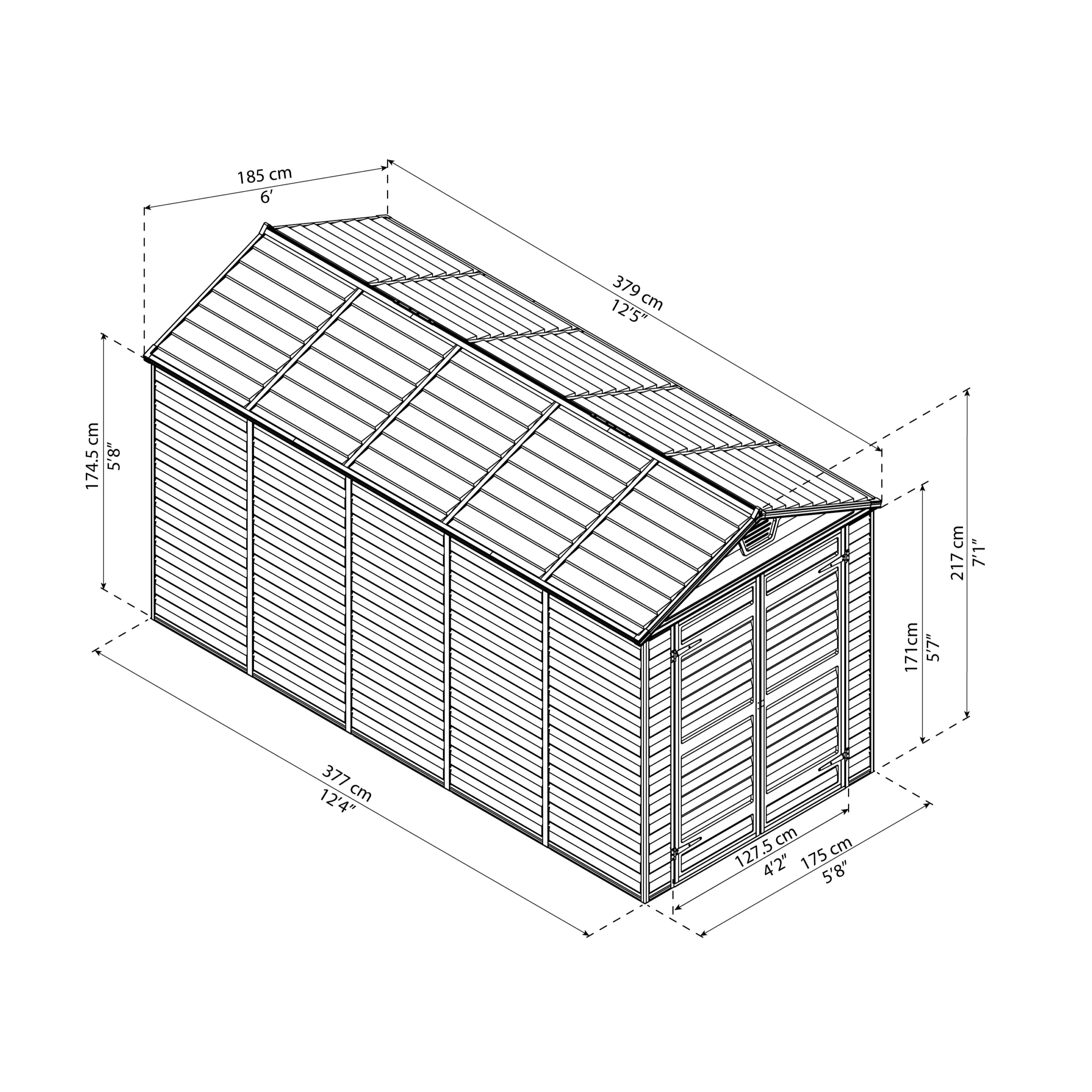 Palram - Canopia Skylight 6x12 Apex Dark Grey Plastic Shed With Floor 4 Palram - Canopia Skylight 6x12 Apex Dark Grey Plastic Shed With Floor - Image 4