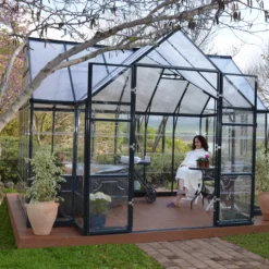 Palram - Canopia Victory Dark Grey 12x10 Greenhouse -Hozelock Shop palram canopia victory dark grey 12x10 greenhouse7290103121914 03i bq