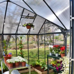 Palram - Canopia Victory Dark Grey 12x10 Greenhouse -Hozelock Shop palram canopia victory dark grey 12x10 greenhouse7290103121914 39c