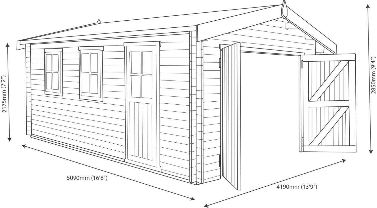 Shire 17x14 Bradenham Wooden Garage - Assembly Service Included 10 Shire 17x14 Bradenham Wooden Garage - Assembly Service Included - Image 10