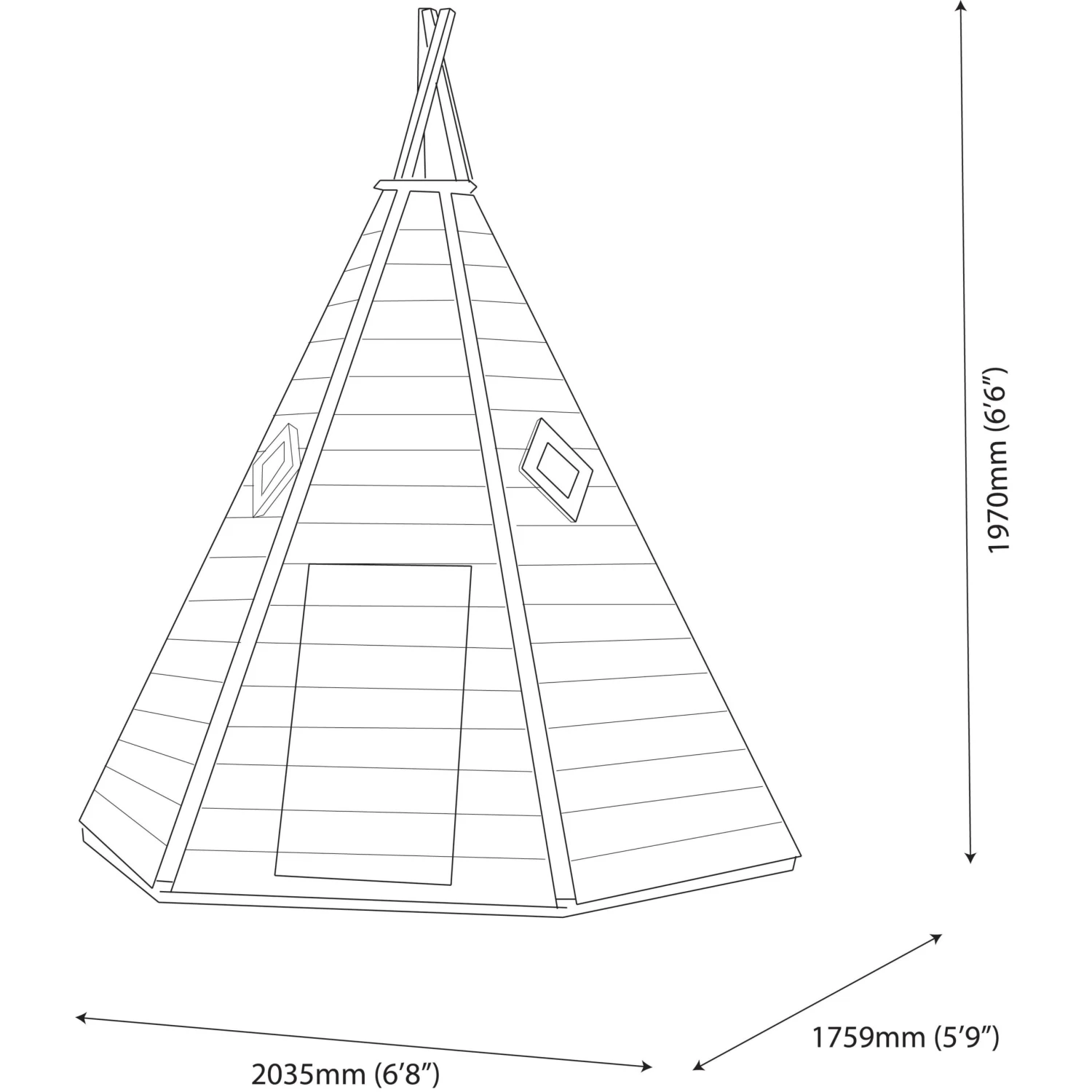 Shire 7x6 Wigwam Whitewood Pine Playhouse Assembly Service Included 5 Shire 7x6 Wigwam Whitewood Pine Playhouse Assembly Service Included - Image 5