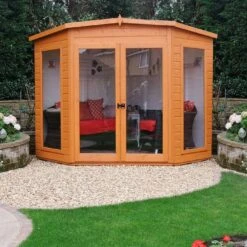 Shire Barclay 7x7 Safety Acrylic Pent Shiplap Wooden Summer House - Base Not Included -Hozelock Shop shire barclay 7x7 safety acrylic pent shiplap wooden summer house base not included5019804999170 02i bq