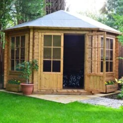 Shire Belvoir 10x10 Glass Apex Tongue & Groove Wooden Cabin - Base Not Included -Hozelock Shop shire belvoir 10x10 glass apex tongue groove wooden cabin base not included5019804252398 02i bq