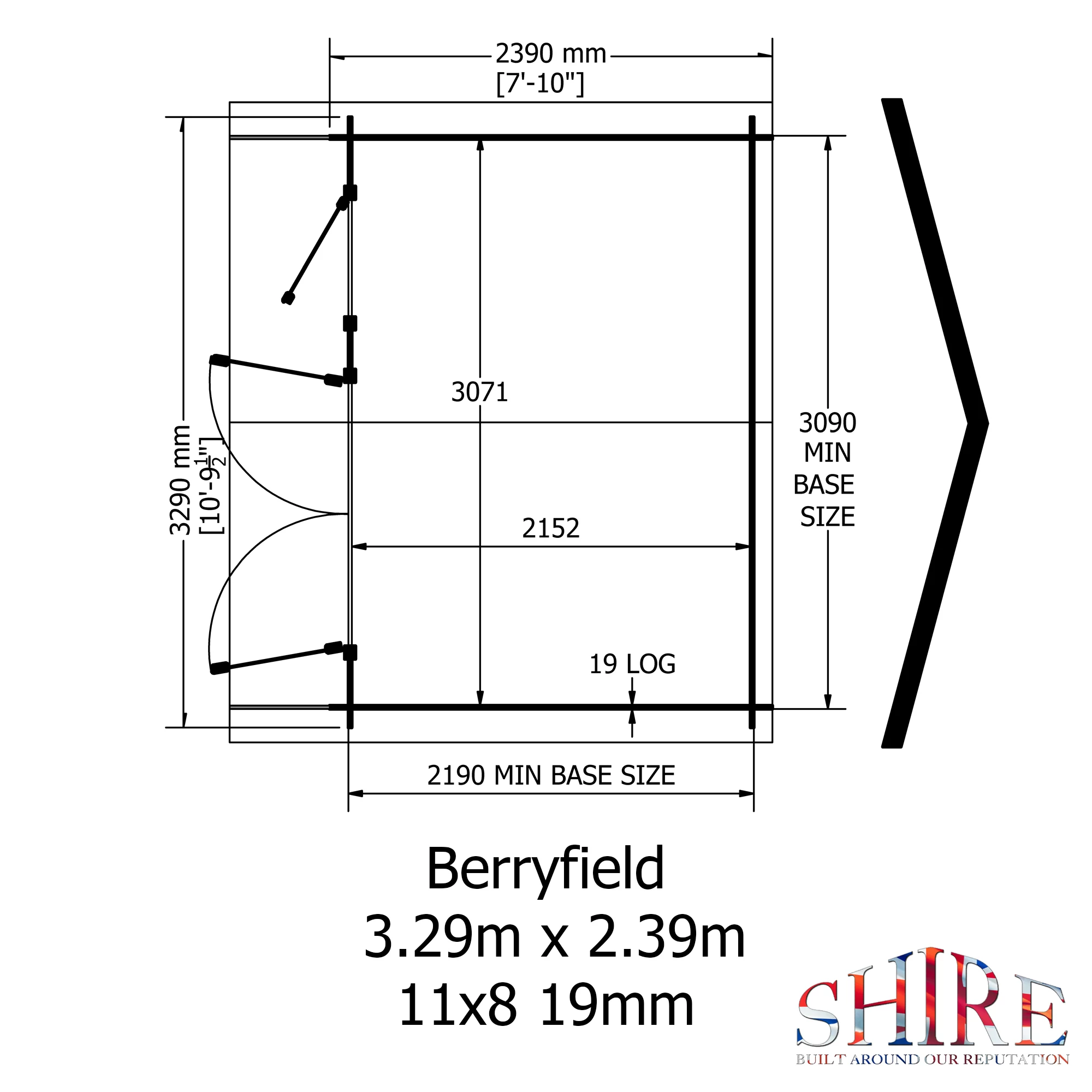 Shire Berryfield 11x8 Glass Apex Tongue & Groove Wooden Cabin - Base Not Included 6 Shire Berryfield 11x8 Glass Apex Tongue & Groove Wooden Cabin - Base Not Included - Image 6
