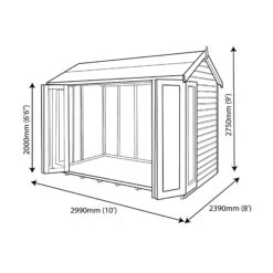 Shire Blenheim 10x8 Apex Shiplap Wooden Summer House With Bi-fold Door -Hozelock Shop shire blenheim 10x8 apex shiplap wooden summer house with bi fold door5019804111206 03t