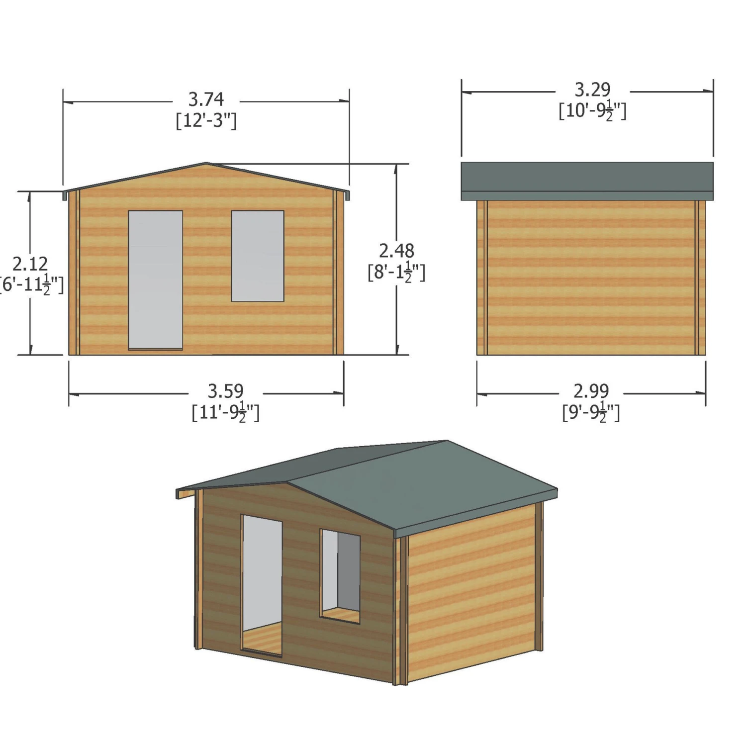 Shire Bucknells 10x12 Ft Toughened Glass Apex Tongue & Groove Wooden Cabin With Tile Roof - Assembly Service Included 2 Shire Bucknells 10x12 Ft Toughened Glass Apex Tongue & Groove Wooden Cabin With Tile Roof - Assembly Service Included - Image 2