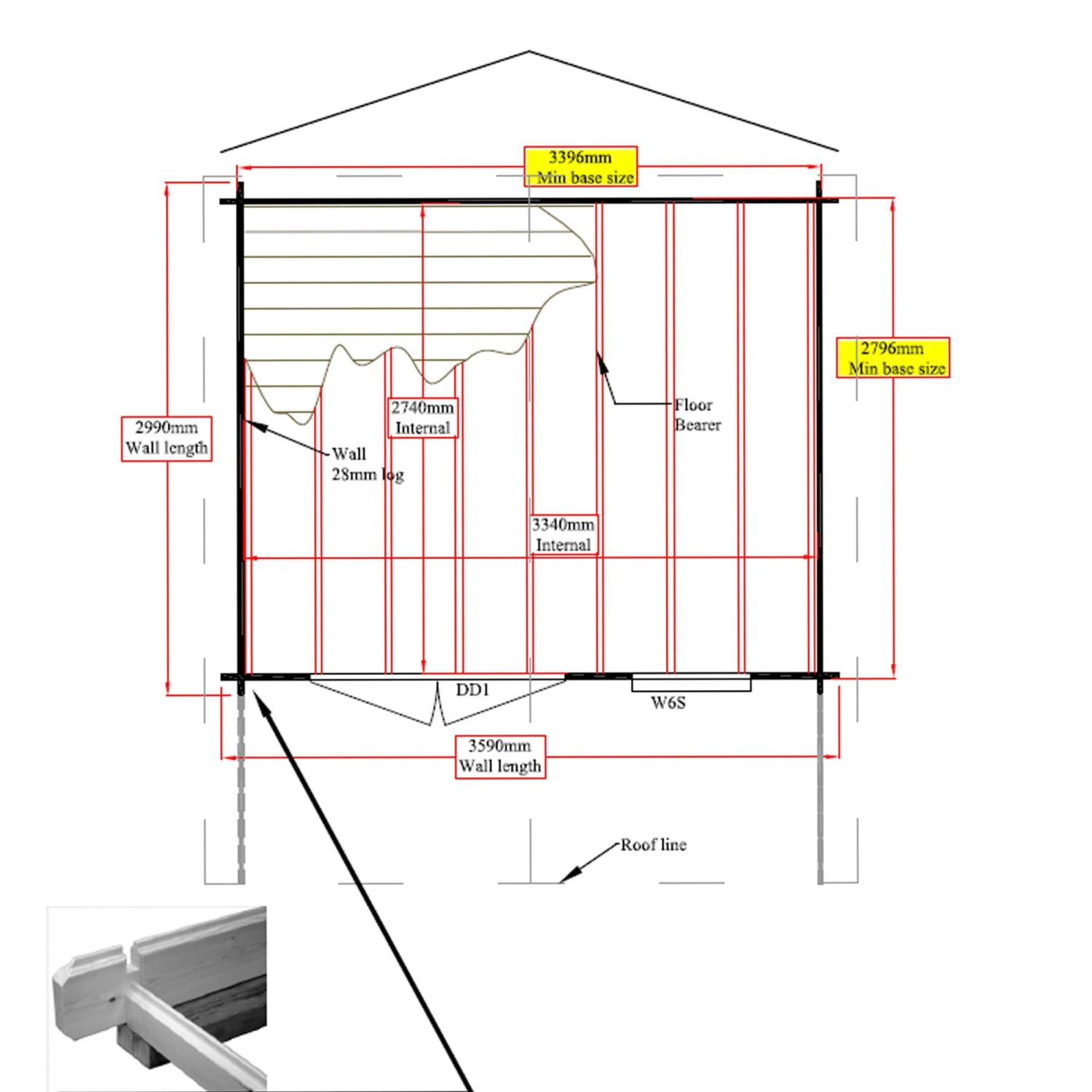 Shire Cannock 10x12 Ft Apex Tongue & Groove Wooden Cabin With Felt Tile Roof - Assembly Service Included 5 Shire Cannock 10x12 Ft Apex Tongue & Groove Wooden Cabin With Felt Tile Roof - Assembly Service Included - Image 5