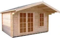 Shire Cannock 12x10 Toughened Glass Apex Tongue & Groove Wooden Cabin - Base Not Included