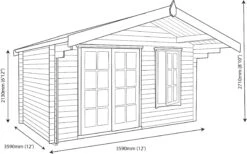 Shire Cannock 12x12 Toughened Glass Apex Tongue & Groove Wooden Cabin - Base Not Included -Hozelock Shop shire cannock 12x12 toughened glass apex tongue groove wooden cabin base not included5019804312122 03t