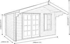 Shire Cannock 12x8 Glass Apex Tongue & Groove Wooden Cabin - Base Not Included -Hozelock Shop shire cannock 12x8 glass apex tongue groove wooden cabin base not included5019804311293 03t