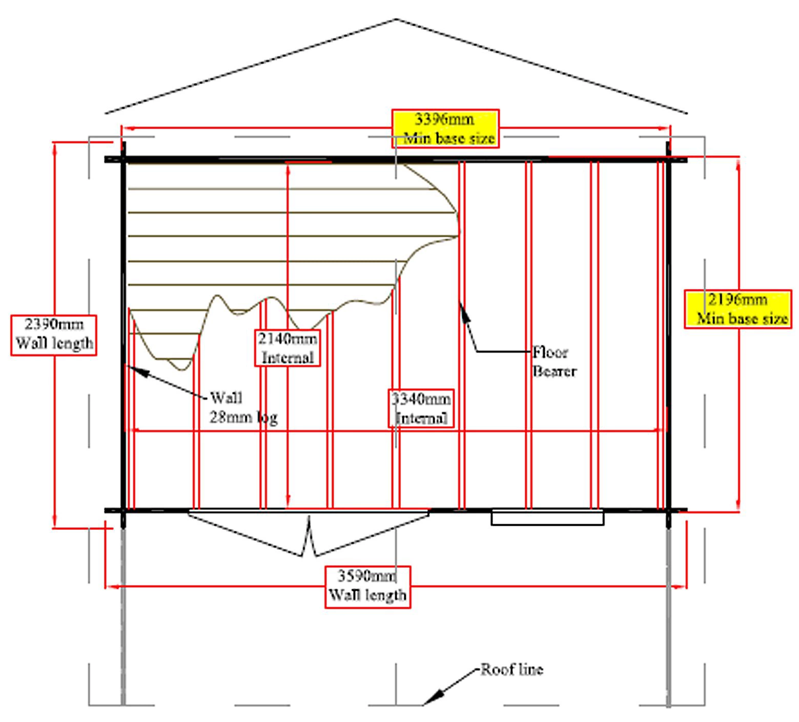 Shire Cannock 12x8 Toughened Glass Apex Tongue & Groove Wooden Cabin - Base Not Included 8 Shire Cannock 12x8 Toughened Glass Apex Tongue & Groove Wooden Cabin - Base Not Included - Image 8