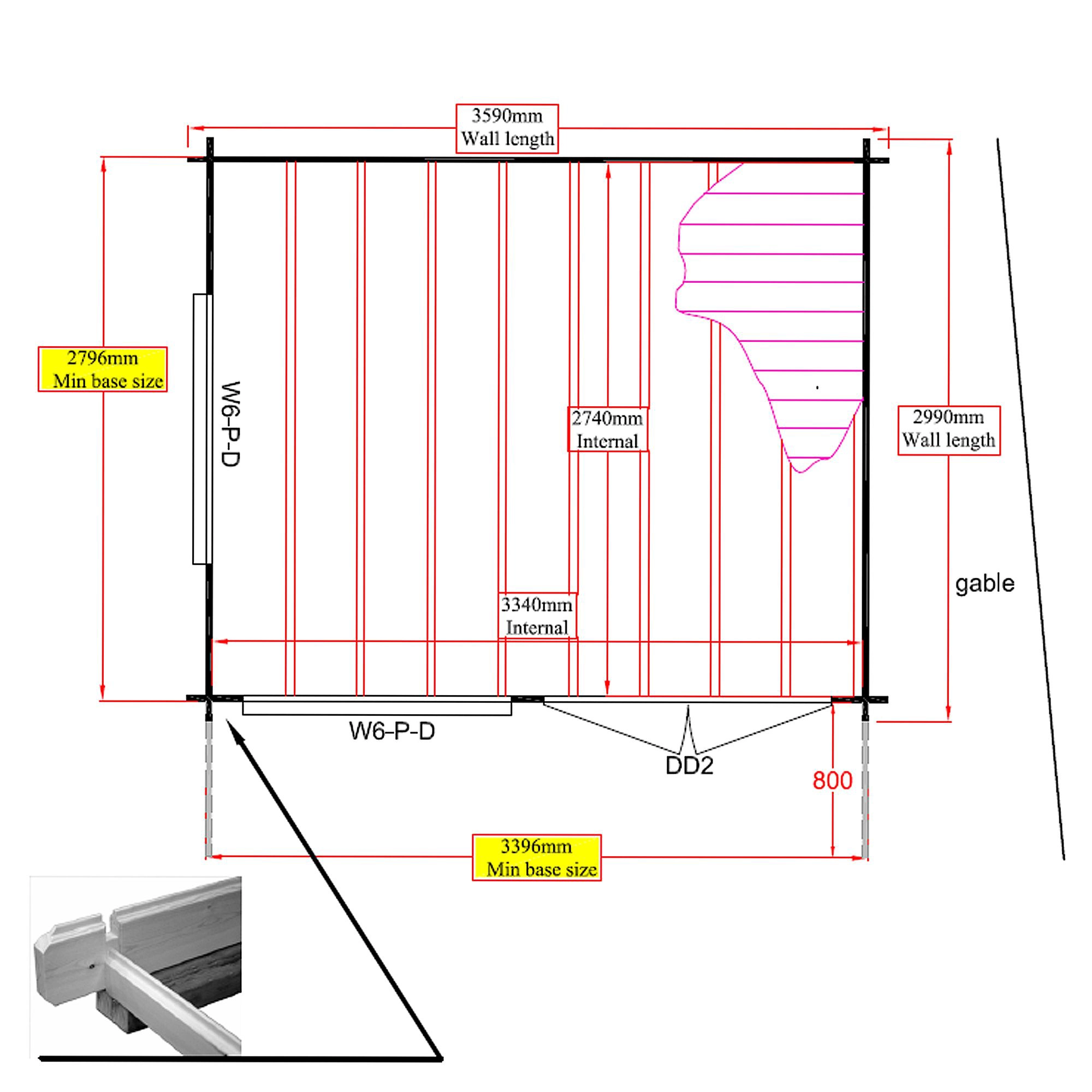 Shire Danbury 12x10 Toughened Glass Pent Tongue & Groove Wooden Cabin - Base Not Included 8 Shire Danbury 12x10 Toughened Glass Pent Tongue & Groove Wooden Cabin - Base Not Included - Image 8