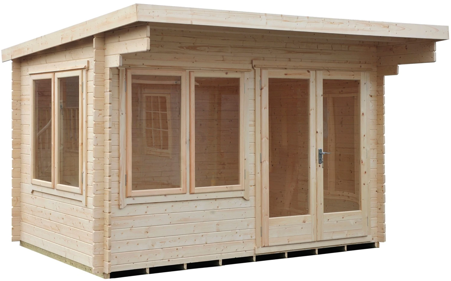 Shire Danbury 12x10 Toughened Glass Pent Tongue & Groove Wooden Cabin - Base Not Included 1 Shire Danbury 12x10 Toughened Glass Pent Tongue & Groove Wooden Cabin - Base Not Included