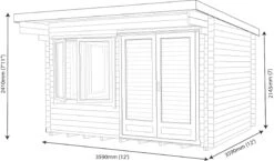 Shire Danbury 12x12 Glass Pent Tongue & Groove Wooden Cabin - Base Not Included -Hozelock Shop shire danbury 12x12 glass pent tongue groove wooden cabin base not included5019804414710 01t