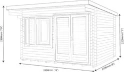 Shire Danbury 12x8 Toughened Glass Pent Tongue & Groove Wooden Cabin - Base Not Included -Hozelock Shop shire danbury 12x8 toughened glass pent tongue groove wooden cabin base not included5019804414420 01t