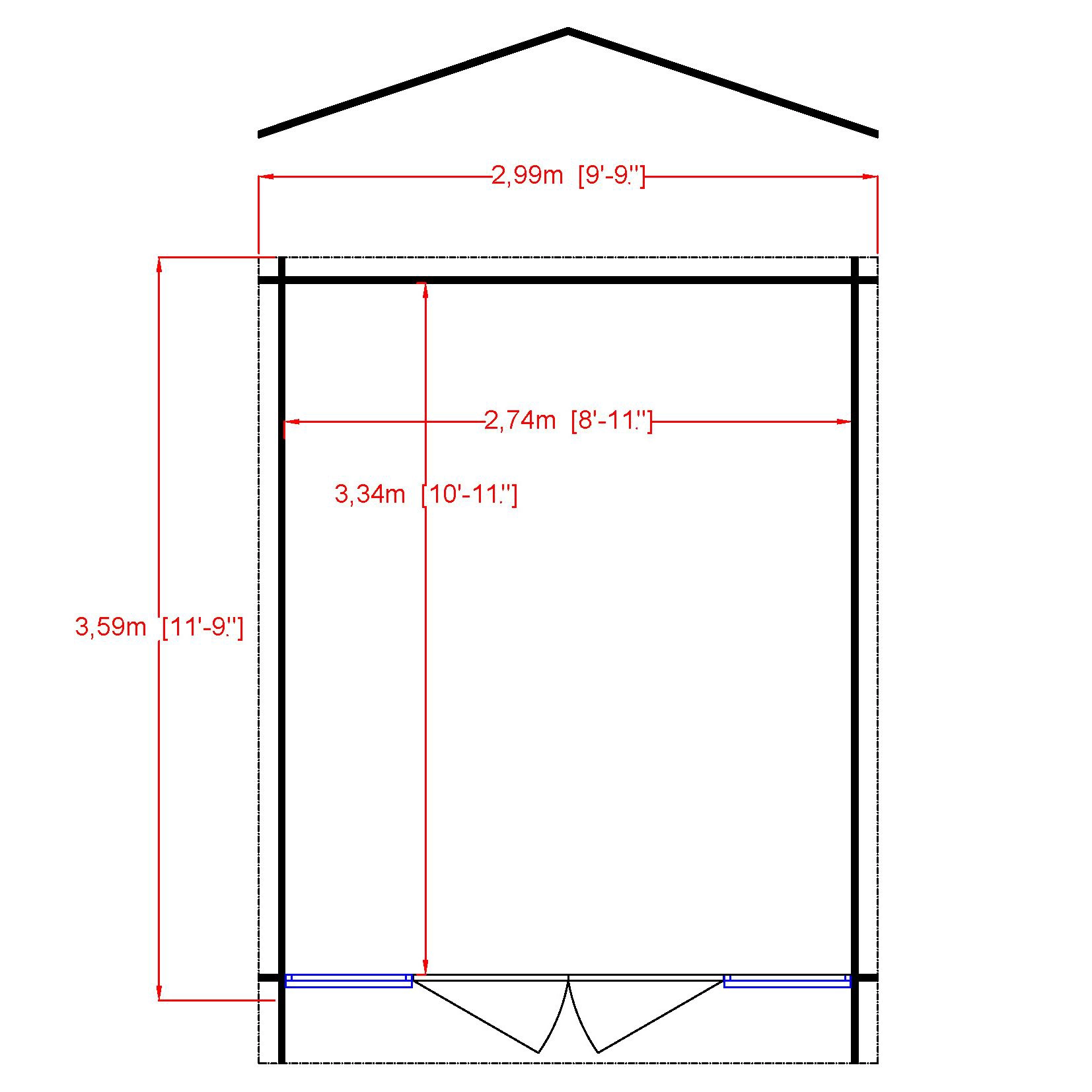 Shire Epping 10x12 Toughened Glass Apex Tongue & Groove Wooden Cabin - Base Not Included 3 Shire Epping 10x12 Toughened Glass Apex Tongue & Groove Wooden Cabin - Base Not Included - Image 3