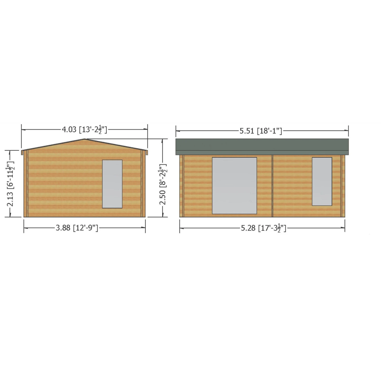 Shire Firestone 13x17 Toughened Glass Apex Tongue & Groove Wooden Cabin - Assembly Service Included 2 Shire Firestone 13x17 Toughened Glass Apex Tongue & Groove Wooden Cabin - Assembly Service Included - Image 2