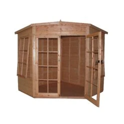 Shire Hampton 10x10 Glass Pent Shiplap Wooden Summer House - Base Not Included -Hozelock Shop shire hampton 10x10 glass pent shiplap wooden summer house base not included5019804008186 04c bq