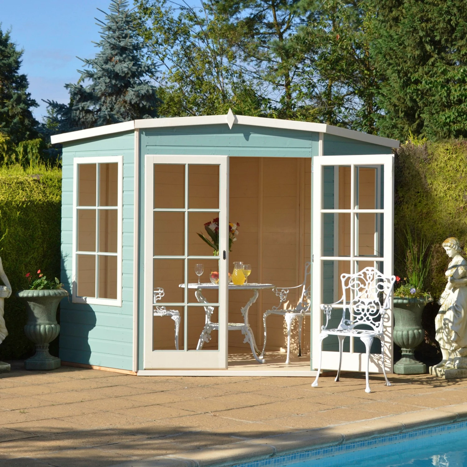Shire Hampton 10x10 Toughened Glass Pent Shiplap Wooden Summer House - Base Not Included 4 Shire Hampton 10x10 Toughened Glass Pent Shiplap Wooden Summer House - Base Not Included - Image 4