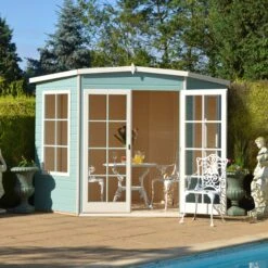 Shire Hampton 7x7 Toughened Glass Pent Shiplap Wooden Summer House - Base Not Included -Hozelock Shop shire hampton 7x7 toughened glass pent shiplap wooden summer house base not included5019804111121 03i bq