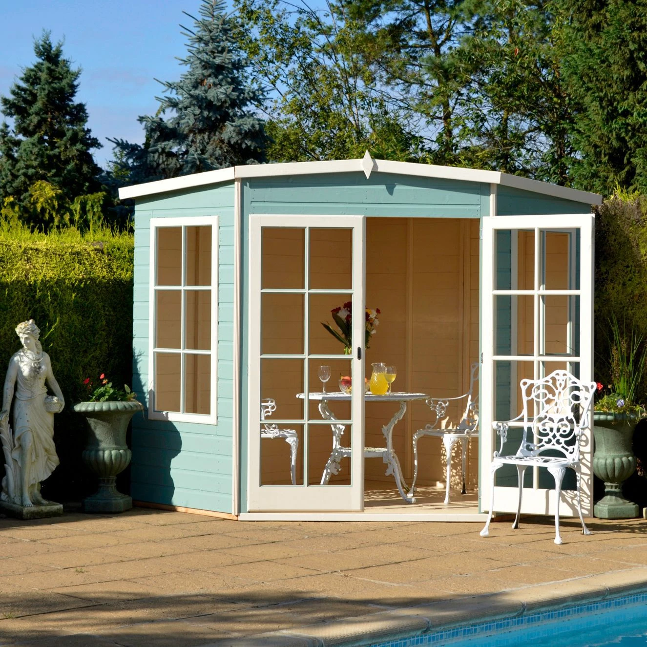 Shire Hampton 8x8 Glass Pent Shiplap Wooden Summer House - Base Not Included 5 Shire Hampton 8x8 Glass Pent Shiplap Wooden Summer House - Base Not Included - Image 5