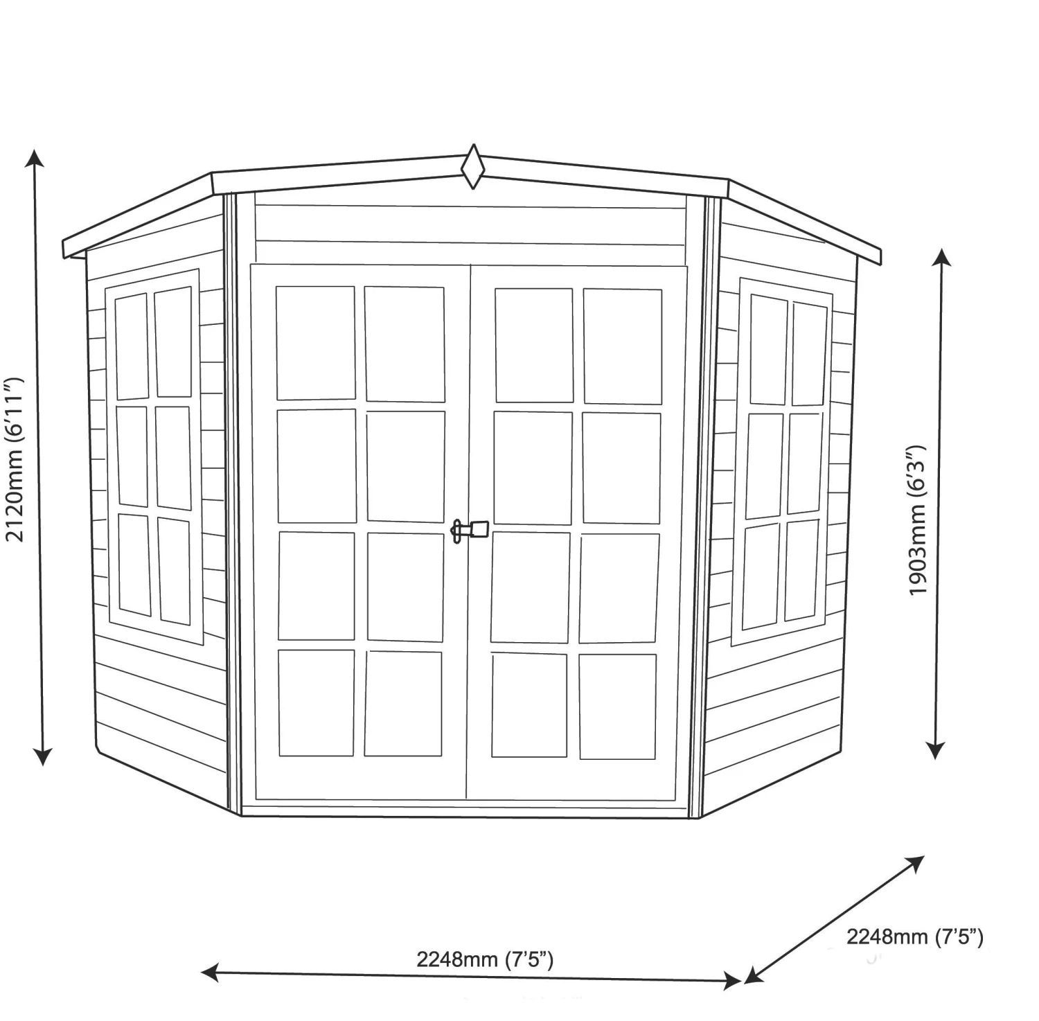 Shire Hampton 8x8 Glass Pent Shiplap Wooden Summer House - Base Not Included 10 Shire Hampton 8x8 Glass Pent Shiplap Wooden Summer House - Base Not Included - Image 10