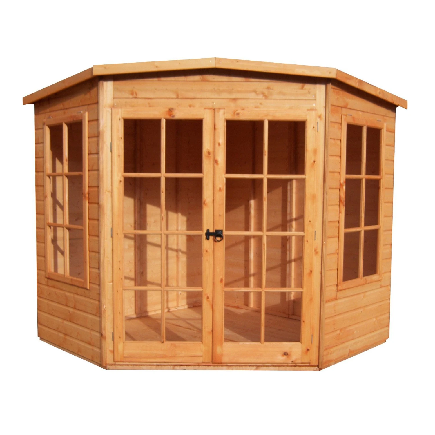 Shire Hampton 8x8 Toughened Glass Pent Shiplap Wooden Summer House - Base Not Included 1 Shire Hampton 8x8 Toughened Glass Pent Shiplap Wooden Summer House - Base Not Included