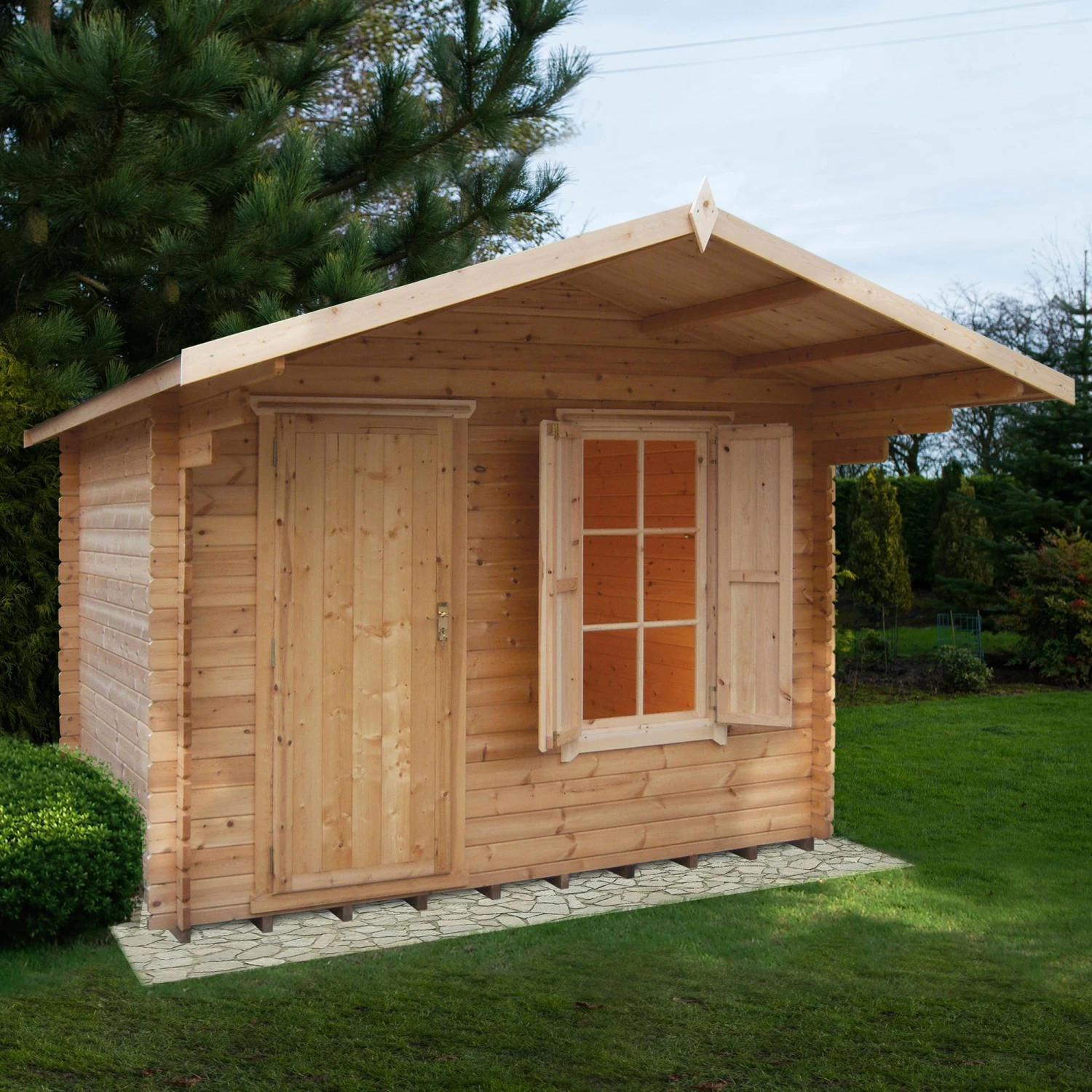 Shire Hopton 10x12 Toughened Glass Apex Tongue & Groove Wooden Cabin - Base Not Included 1 Shire Hopton 10x12 Toughened Glass Apex Tongue & Groove Wooden Cabin - Base Not Included