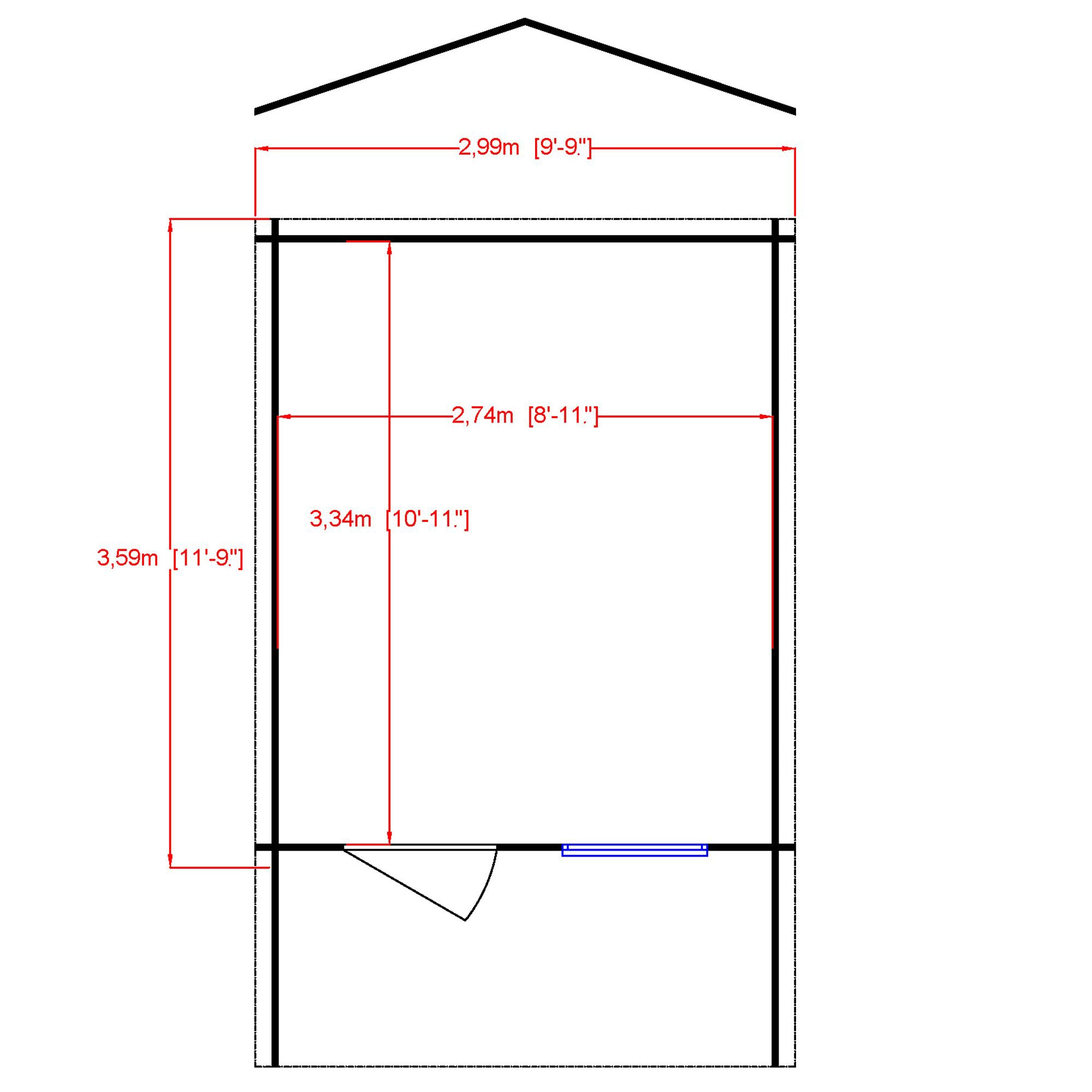 Shire Hopton 10x12 Toughened Glass Apex Tongue & Groove Wooden Cabin - Base Not Included 4 Shire Hopton 10x12 Toughened Glass Apex Tongue & Groove Wooden Cabin - Base Not Included - Image 4