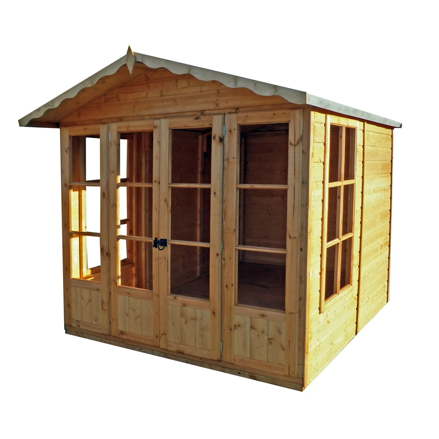 Shire Kensington 7x7 Toughened Glass Apex Shiplap Wooden Summer House - Base Not Included 1 Shire Kensington 7x7 Toughened Glass Apex Shiplap Wooden Summer House - Base Not Included
