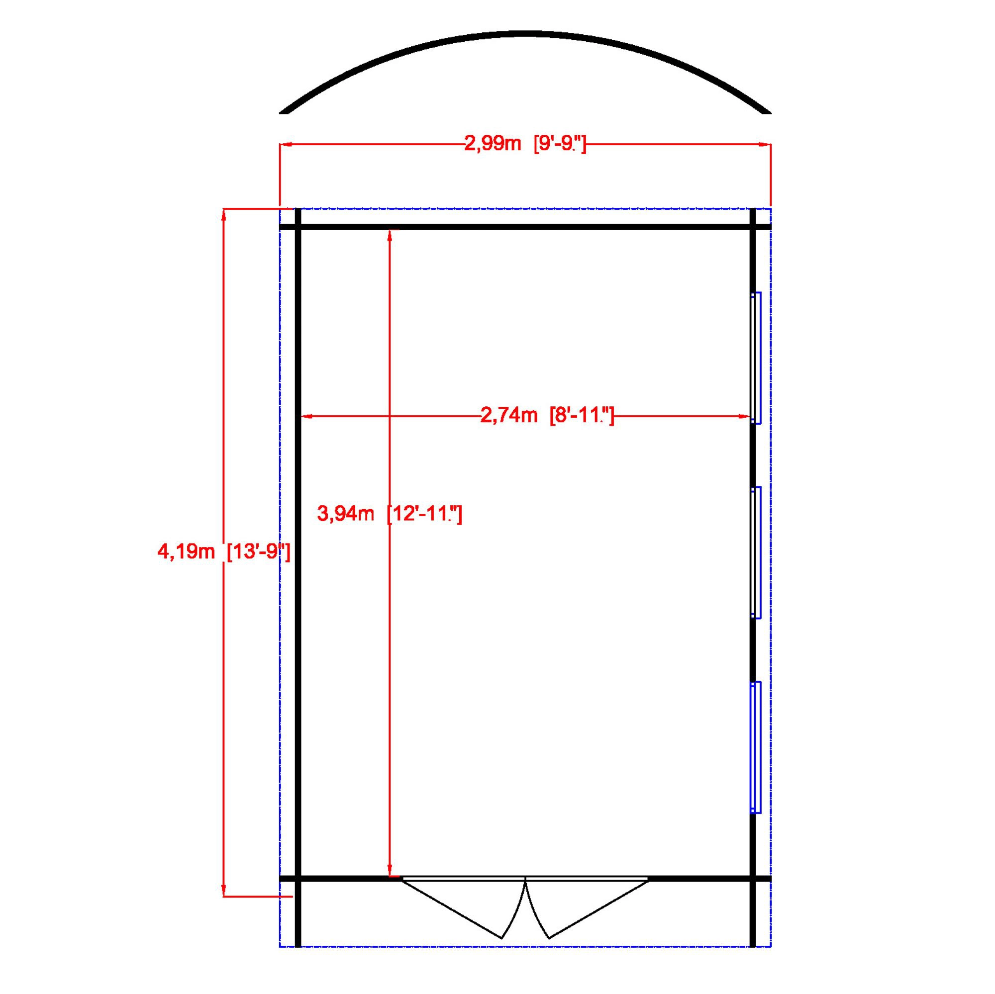 Shire Kilburn 10x14 Toughened Glass Curved Tongue & Groove Wooden Cabin - Base Not Included 2 Shire Kilburn 10x14 Toughened Glass Curved Tongue & Groove Wooden Cabin - Base Not Included - Image 2