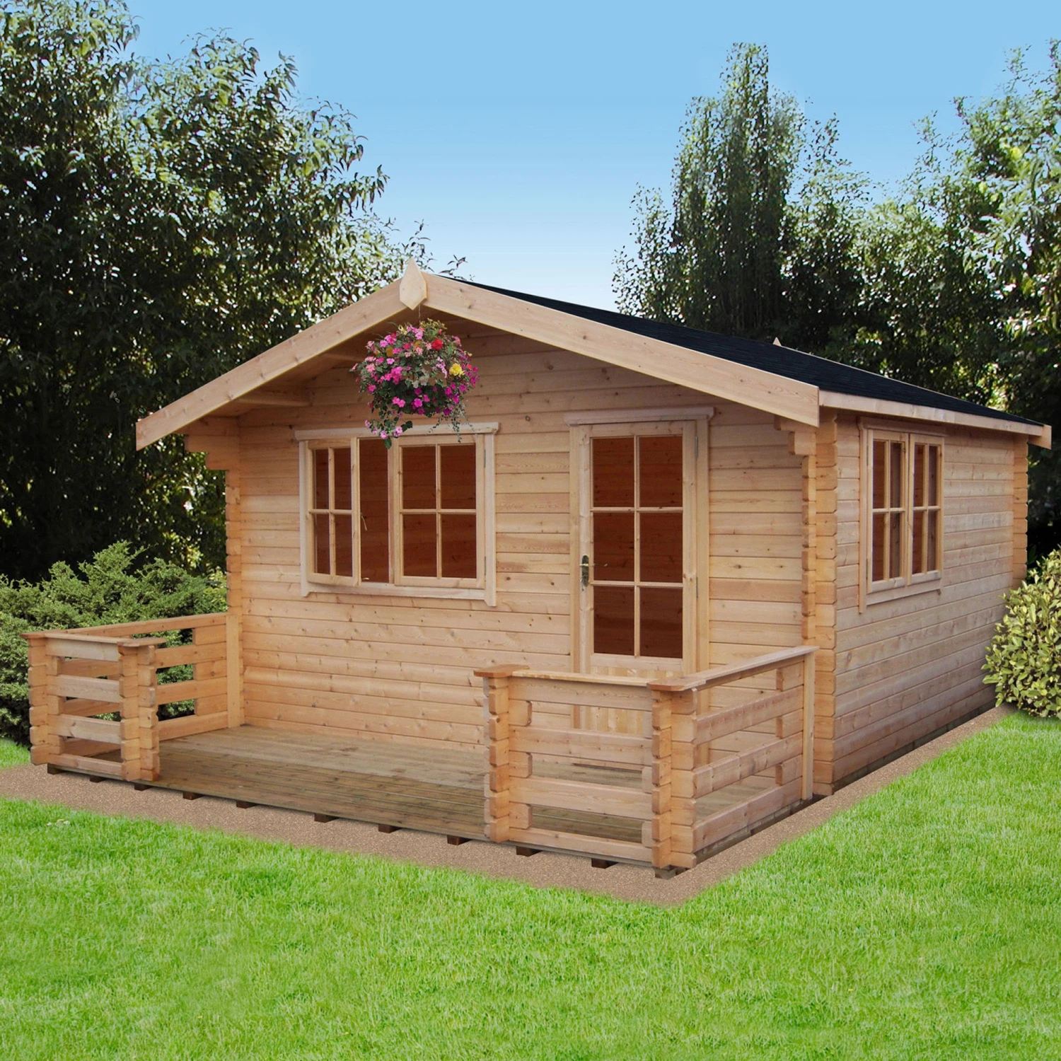 Shire Kinver 14x18 Toughened Glass Apex Tongue & Groove Wooden Cabin - Base Not Included 3 Shire Kinver 14x18 Toughened Glass Apex Tongue & Groove Wooden Cabin - Base Not Included - Image 3