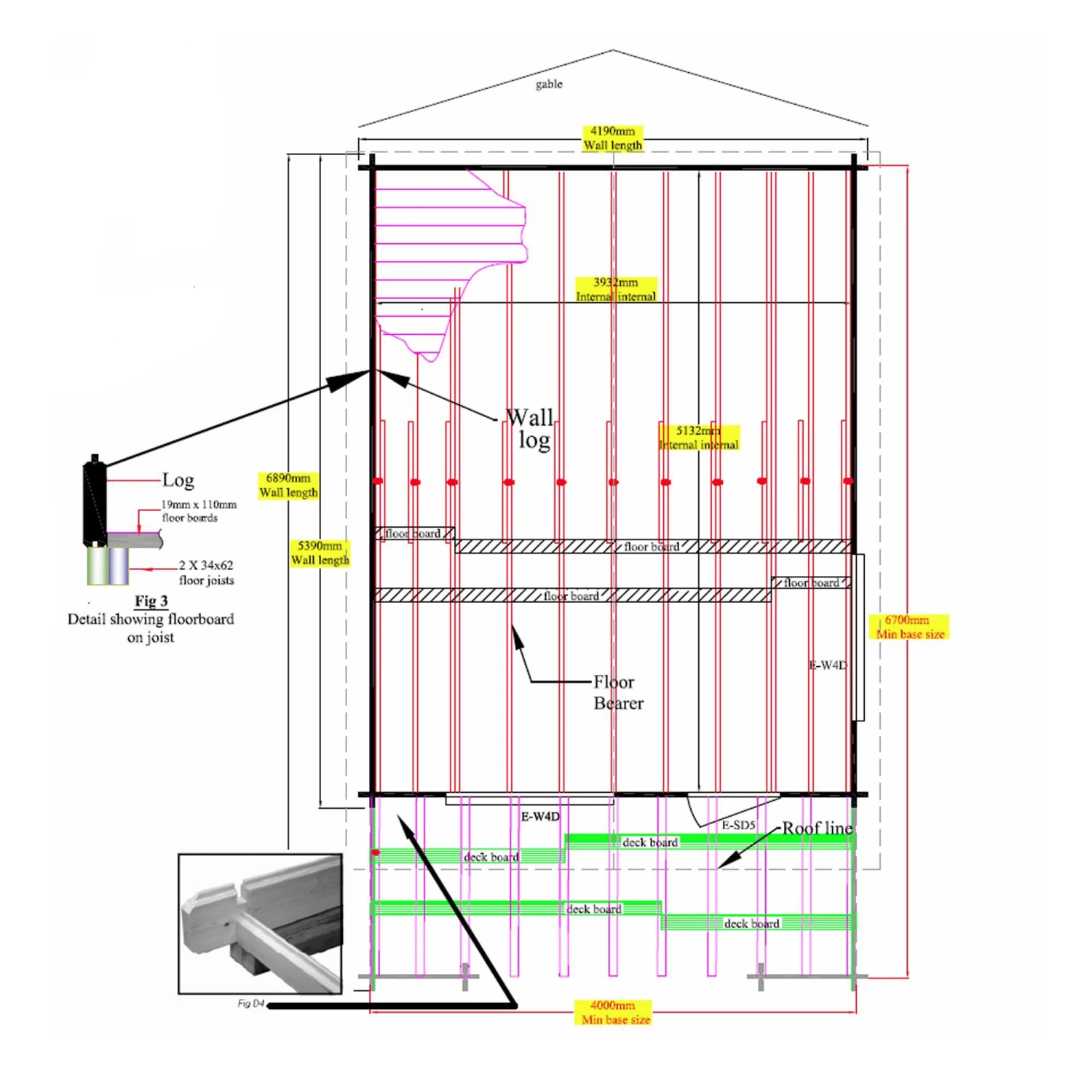 Shire Kinver 14x18 Toughened Glass Apex Tongue & Groove Wooden Cabin - Base Not Included 4 Shire Kinver 14x18 Toughened Glass Apex Tongue & Groove Wooden Cabin - Base Not Included - Image 4