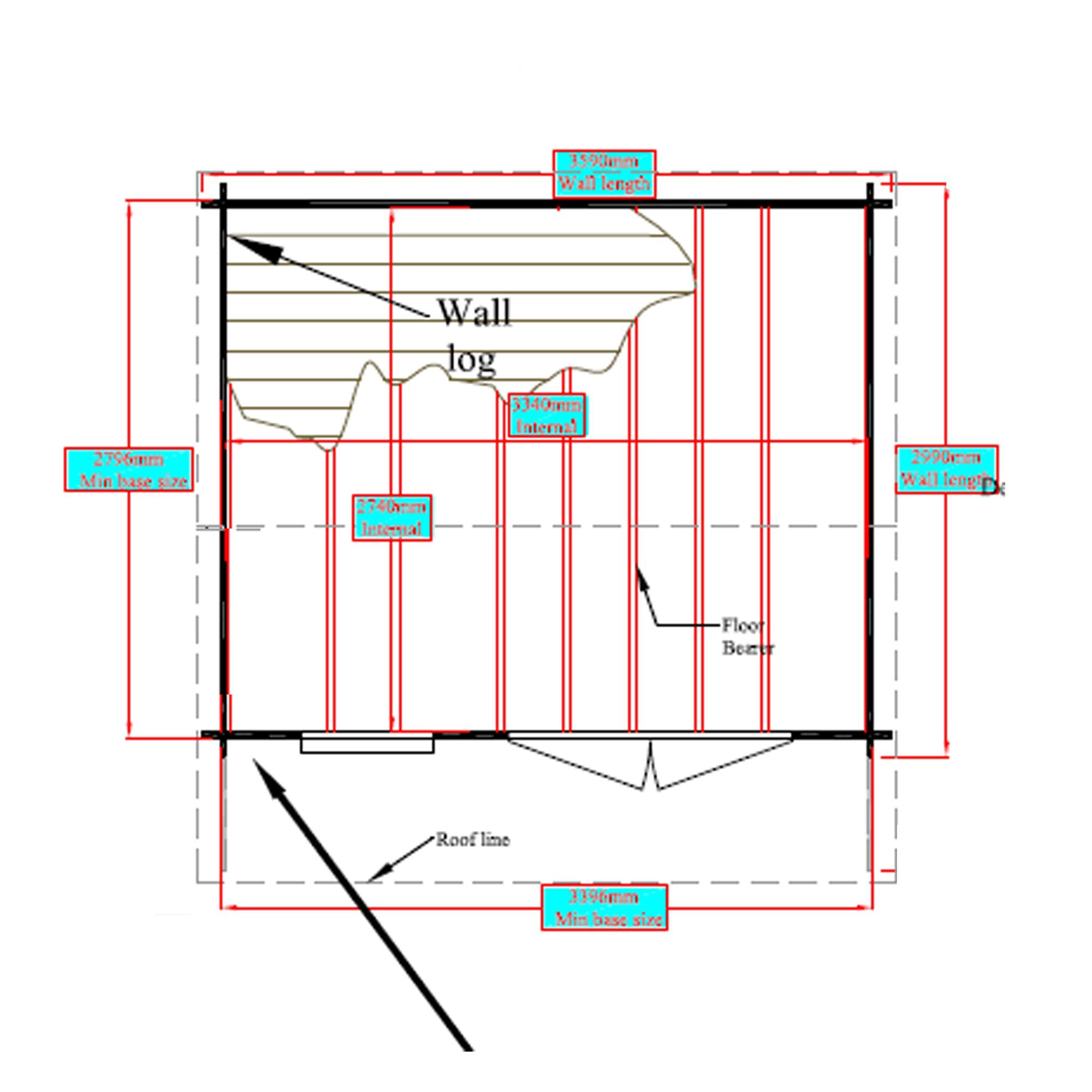 Shire Marlborough 10x12 Toughened Glass Apex Tongue & Groove Wooden Cabin - Base Not Included 8 Shire Marlborough 10x12 Toughened Glass Apex Tongue & Groove Wooden Cabin - Base Not Included - Image 8
