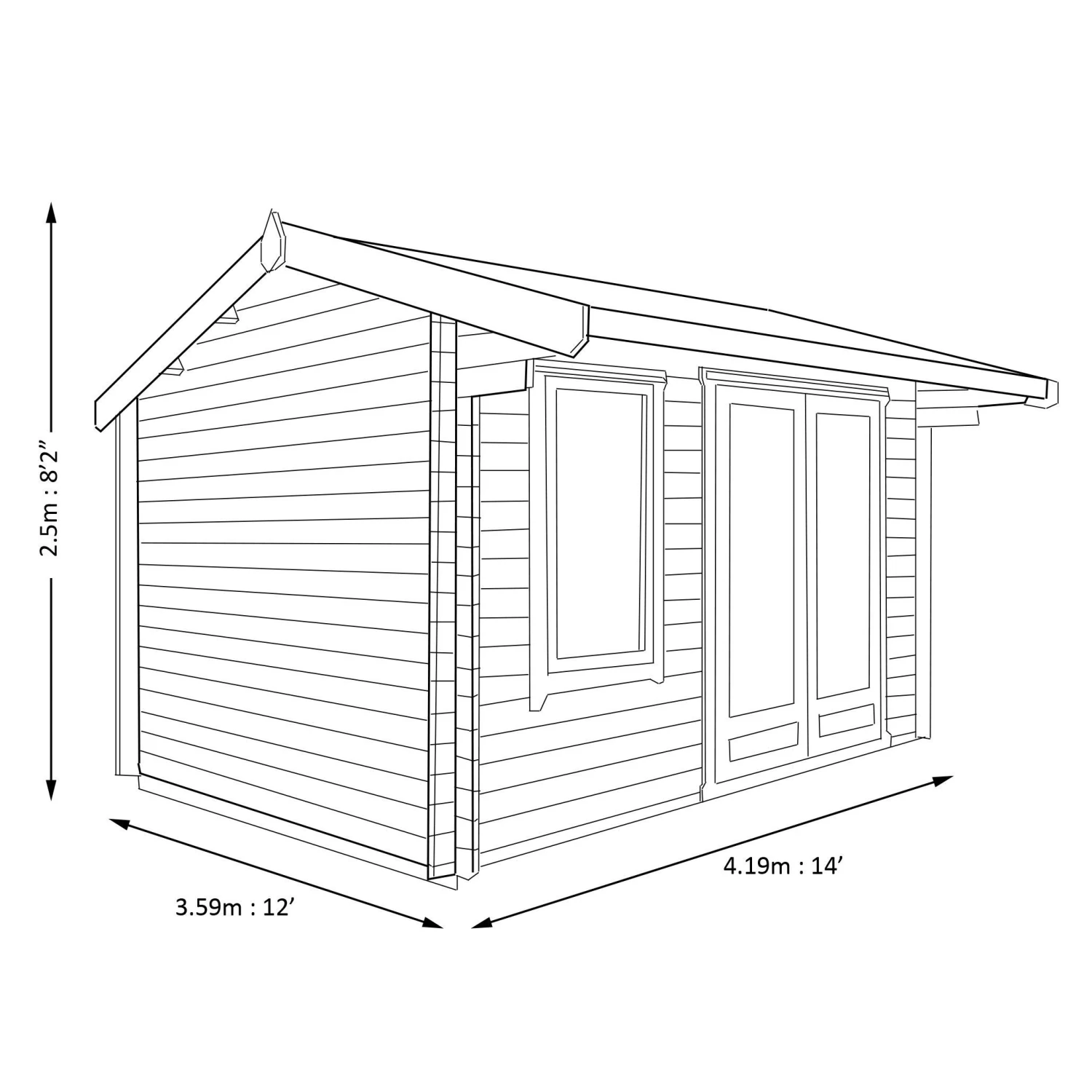 Shire Marlborough 12x14 Ft Apex Tongue & Groove Wooden Cabin With Felt Tile Roof - Assembly Service Included 8 Shire Marlborough 12x14 Ft Apex Tongue & Groove Wooden Cabin With Felt Tile Roof - Assembly Service Included - Image 8