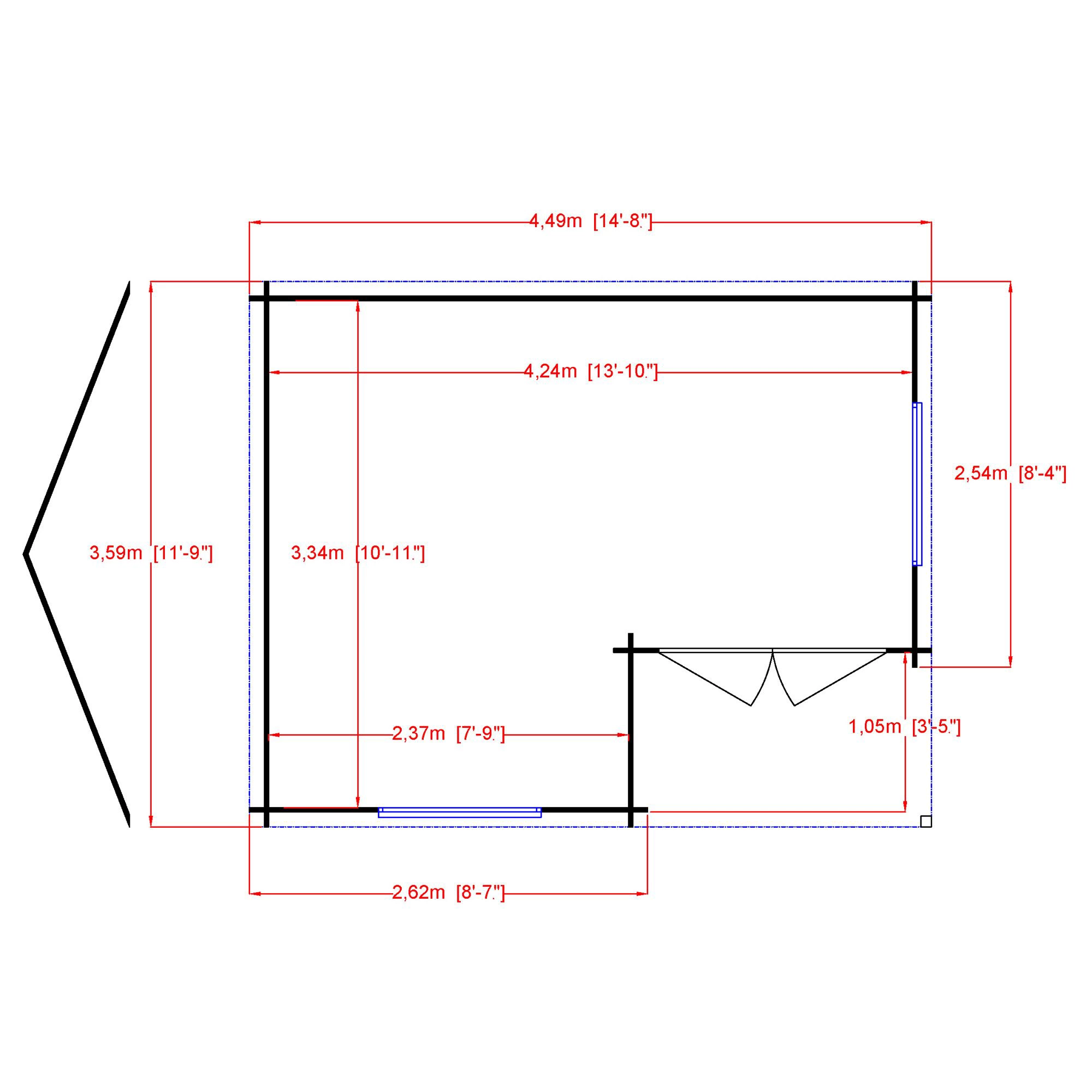 Shire Ringwood 12x15 Toughened Glass Apex Tongue & Groove Wooden Cabin - Assembly Service Included 3 Shire Ringwood 12x15 Toughened Glass Apex Tongue & Groove Wooden Cabin - Assembly Service Included - Image 3