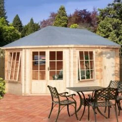 Shire Rowney 14x10 Glass Apex Tongue & Groove Wooden Cabin - Base Not Included -Hozelock Shop shire rowney 14x10 glass apex tongue groove wooden cabin base not included5019804851485 02i