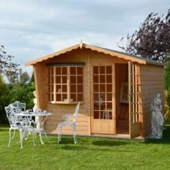 Shire Sandringham 10x8 Glass Apex Shiplap Wooden Summer House - Base Not Included -Hozelock Shop shire sandringham 10x8 glass apex shiplap wooden summer house base not included5019804891443 01i bq