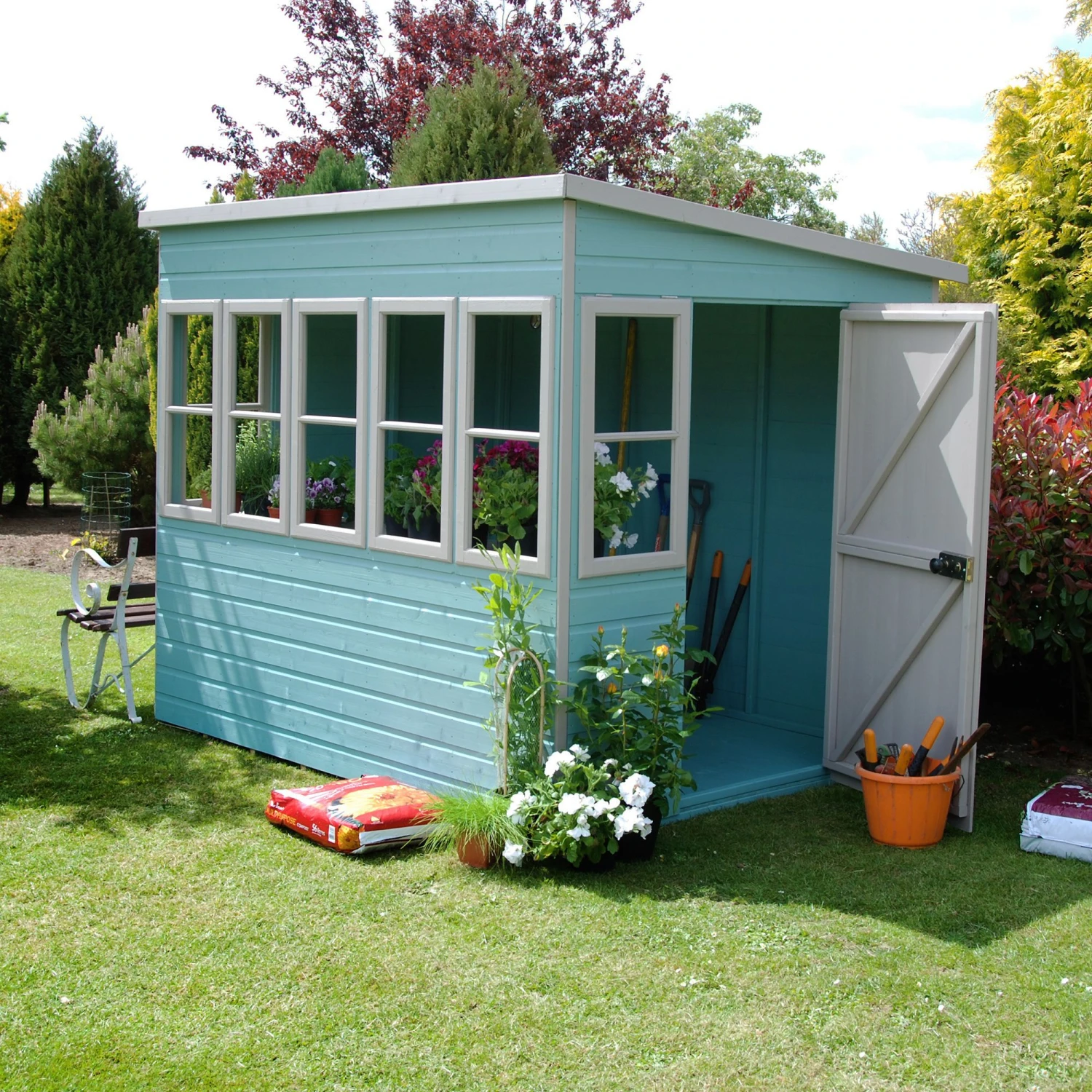 Shire Sun Pent 8x6 Ft Pent Shiplap Wooden 7 Windows Shed With Floor 3 Shire Sun Pent 8x6 Ft Pent Shiplap Wooden 7 Windows Shed With Floor - Image 3