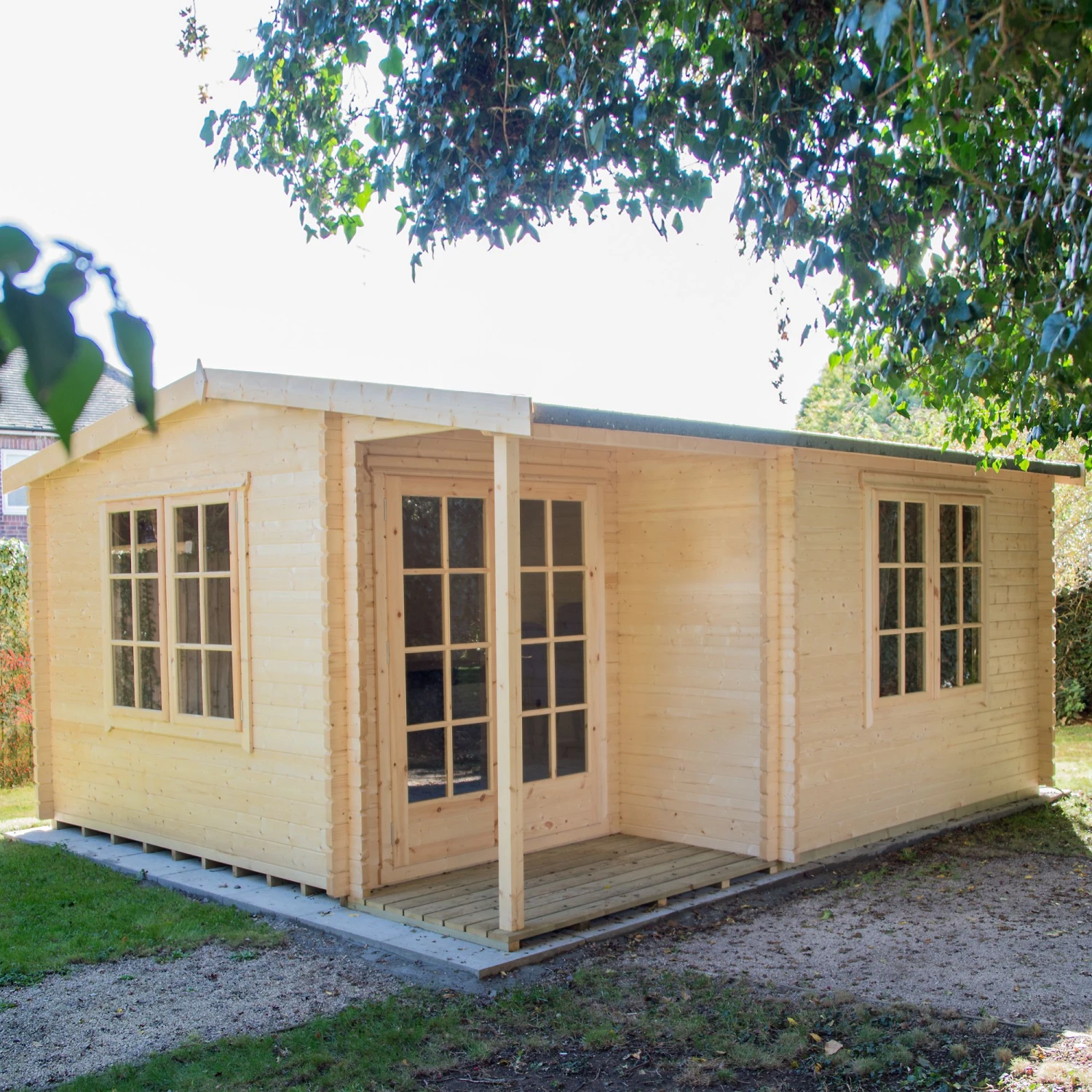 Shire Twyford 16x17 Ft Toughened Glass Apex Tongue & Groove Wooden Cabin With Felt Tile Roof 10 Shire Twyford 16x17 Ft Toughened Glass Apex Tongue & Groove Wooden Cabin With Felt Tile Roof - Image 10