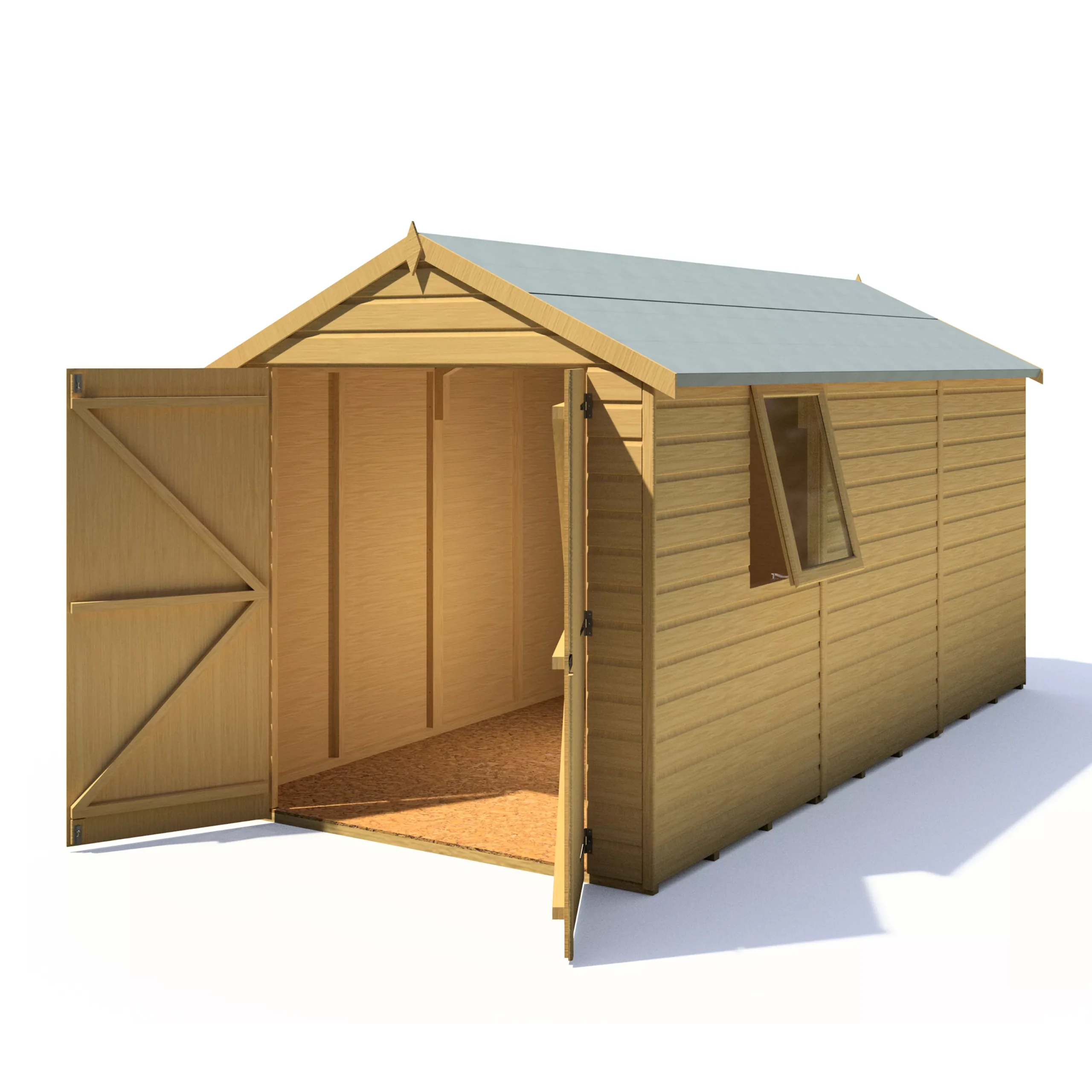 Shire Warwick 12x6 Ft Apex Shiplap Wooden 2 Door Shed With Floor - Assembly Service Included 2 Shire Warwick 12x6 Ft Apex Shiplap Wooden 2 Door Shed With Floor - Assembly Service Included - Image 2