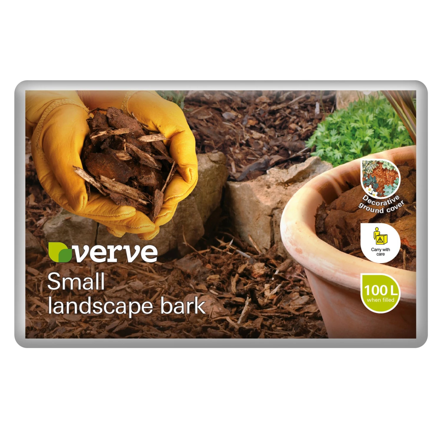 Verve Dark Brown Bark Chippings Small 100L Bag 1 Verve Dark Brown Bark Chippings Small 100L Bag